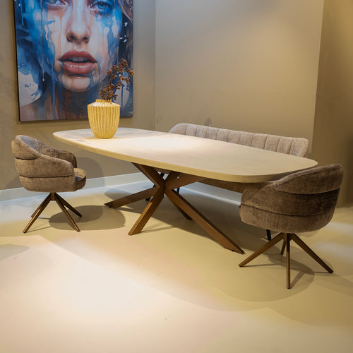 StarFurn Eettafel Madison - Deens Ovaal Zandkleur Hout - 280x120x76cm