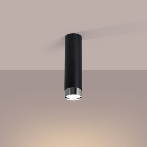 Sollux Lighting Plafondlamp NERO 22,5 zwart/chroom - 6x6x22,5cm