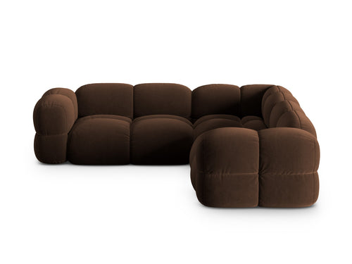Cosmopolitan Design Hoekbank Loretto 4-zits, flueel chocolade - 250x250x68cm
