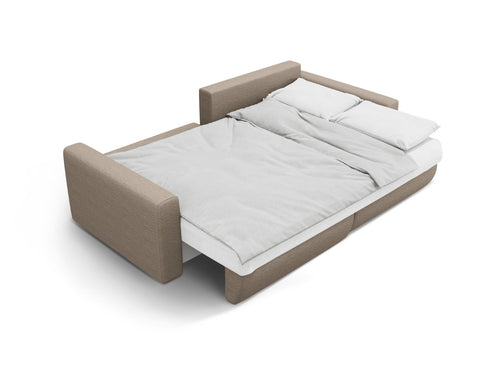 Cosmopolitan Design Omkeerbare converteerbare hoekbank met opbergdoos Belfast 3-zits, structurele stof donkerbeige - 149x240x84cm