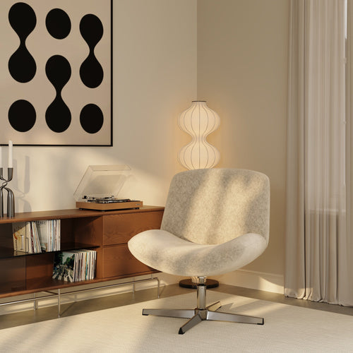 Premium Interiors - Draaistoel ABY - getextureerd fluweel beige 66cm