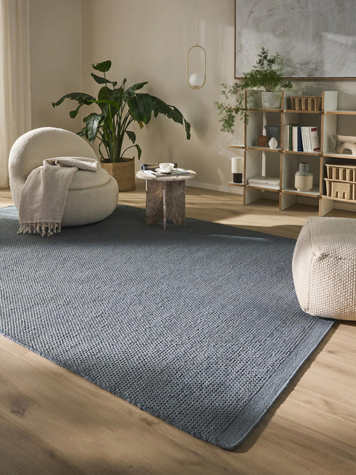benuta wollen vloerkleed Rocco - blauw - 170x240 cm