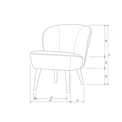 WOOOD fauteuil Sara - Boucle - Creme - 71x59x70 - vtwonen shop