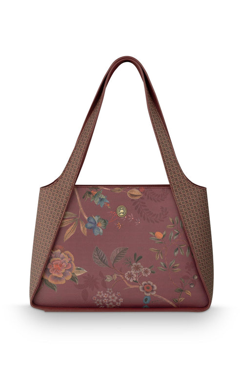 Pip Studio Filou Schoudertas Medium Bodhi Flower Dames - Rood - 34x13x23 cm