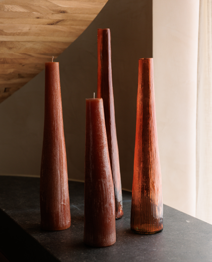 S|P Collection - Kaars 9xH49,5cm oranje Twig