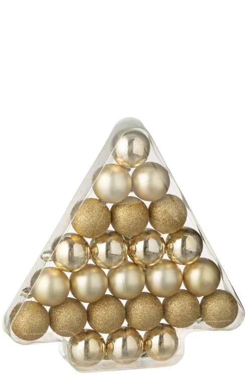 J-Line kerstbal - kunststof - goud - doos van 24