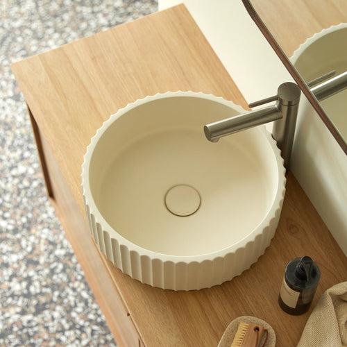 Tikamoon Ronde cementen wastafel cream ∅ 36 cm - Beige