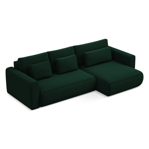 LaMiaSofa hoekbank rechts Perugia - velours - flessengroen - 278x149x82