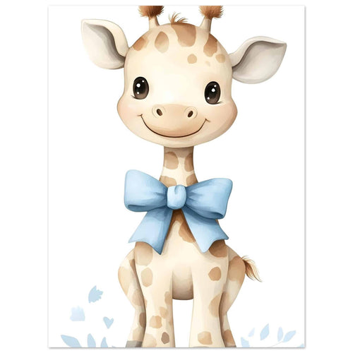 Artfulprints  Giraffe met blauwe strik   poster 30x40 cm - vtwonen shop