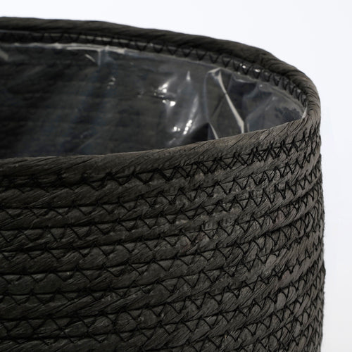 Mica Decorations Jorck Plantenmand - H24 x Ø26 cm - Papier - Zwart