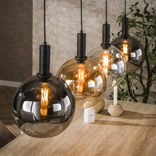 Giga Meubel Hanglamp Sfera Tricolore - Zwart Metaal - 4-Lichts - 25x135x150cm