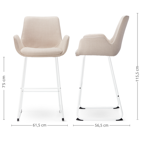 Nolon Nino-Eef Barkrukken Set van 2 - Beige - Wit - 75 cm