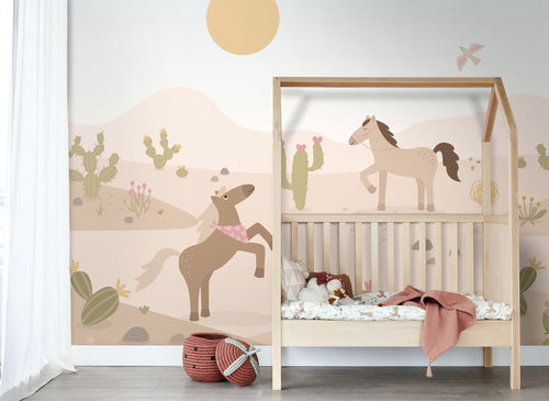 ESTAhome fotobehang paarden beige en meerkleurig - 3 x 2.79 m - 159664