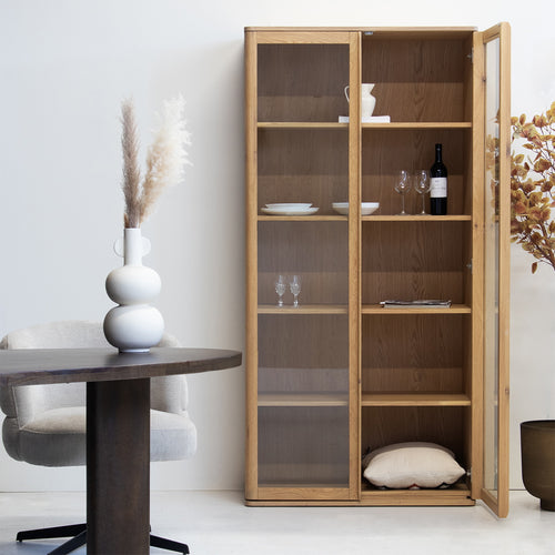 DÉJA Living Vitrinekast Juliette - Naturel - Eikenhout - 97x48x200cm - vtwonen shop
