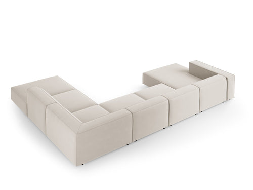 Cosmopolitan Design Panoramische hoekbank rechts Arendal 7-zits, flueel, ecru - 262x364x70cm