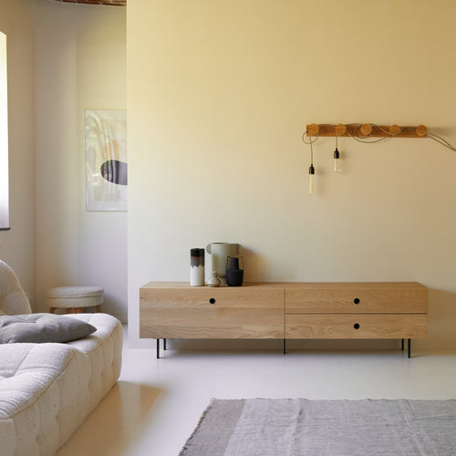Tikamoon Massief eiken tv-meubel 200 cm - Naturel - vtwonen shop
