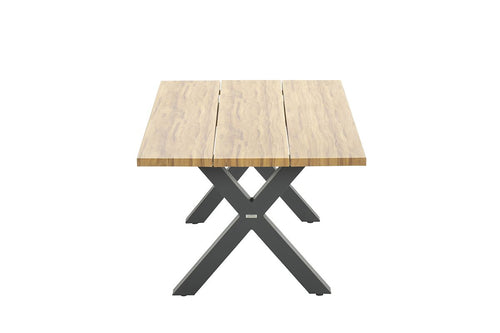 Zeus dining tafel - 180x100 cm - carbon black - teak look - vtwonen shop