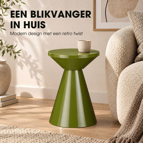 Mica Decorations Jim Bijzettafel - Salontafel met Strak Design voor de Woonkamer - Nachtkastje van Stevig IJzer - Rond Tafeltje voor Extra