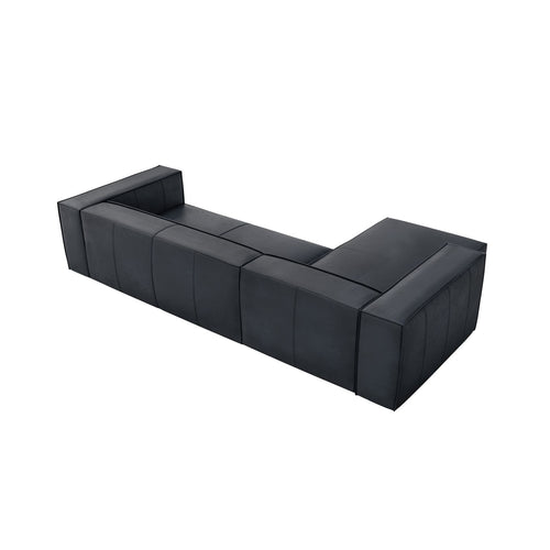 Cosmopolitan Design - Linker hoekbank Turin 5-zits, echt leer blauw - 173x290x68cm