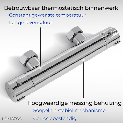 LOMAZOO thermostatische douchekraan - met temperatuurbegrenzer 38°C - chroom - h.o.h. 12 cm