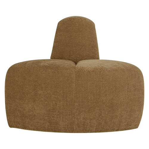 WOOOD eetbank hoek rond rugleuning Mojo - Ribstof - Honinggeel - 83x100x74