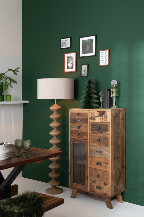 J-Line vloerlamp Rups - populierenhout - naturel/grijs - vtwonen shop