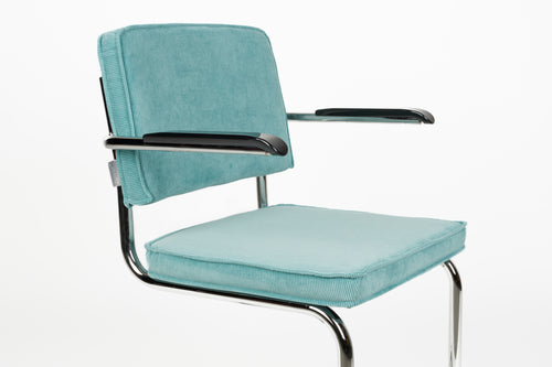 Zuiver Ridge Rib Armstoel Blauw - Set van 2 - vtwonen shop