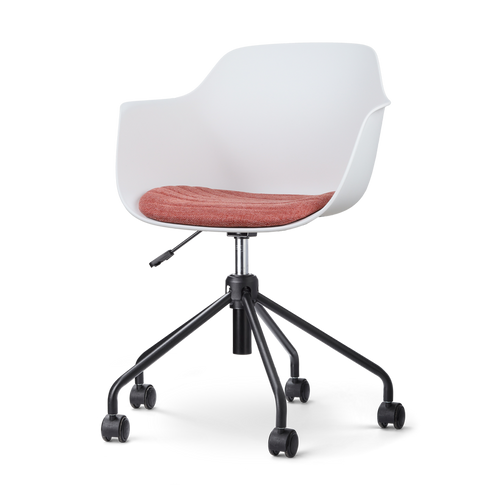 Nolon Nout-Liz Bureaustoel Wit - Terracotta Kussen - Zwart Onderstel - vtwonen shop