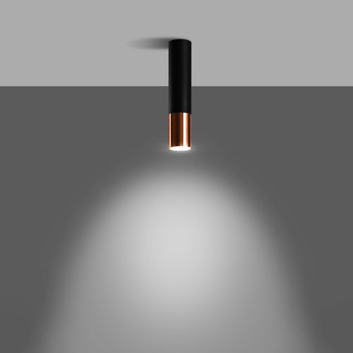 Sollux Lighting Plafondlamp LOOPEZ zwart/koper - 6x6x29cm