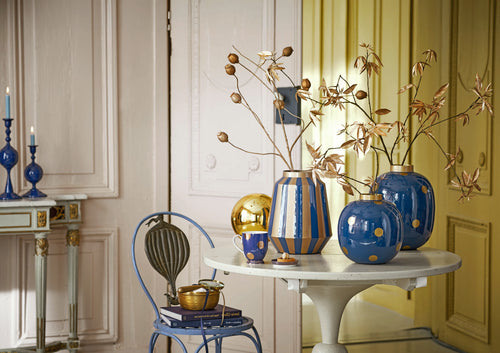 Pip Studio Serveerschaal Rond - Navy/ Goud - 32x12.5cm