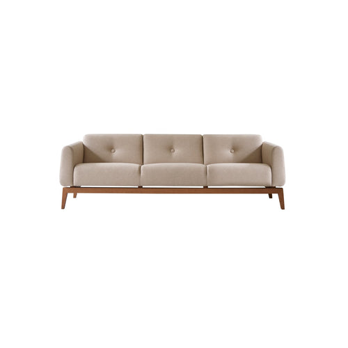 Tikamoon 3-zitsbank van massief eiken en ecru wol - Beige
