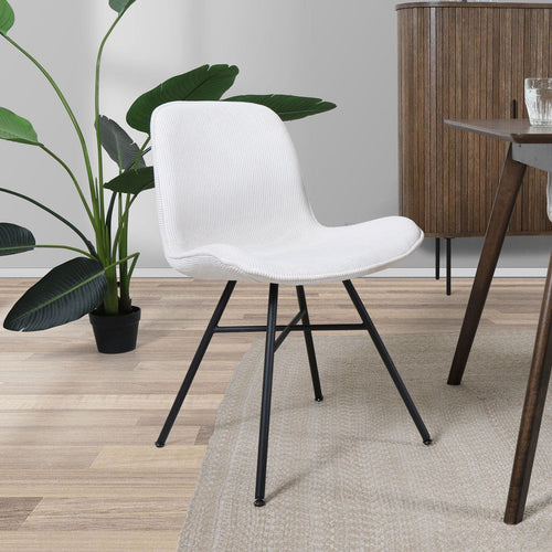 Nolon Noa-Fé Eetkamerstoelen Set van 2 - Rib Crème - Zwarte Poten - vtwonen shop