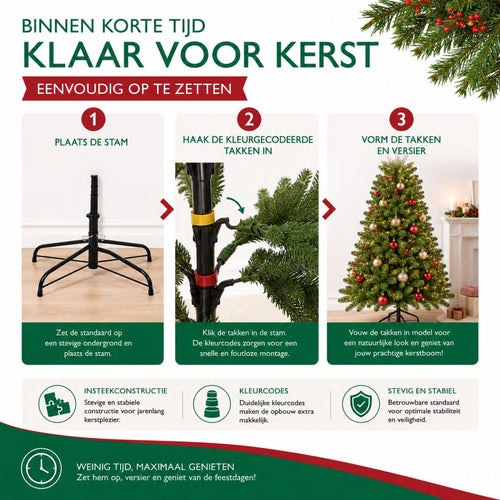 Triumph Tree Tuscan Kerstboom - Kunstboom met Natuurlijke Bruine Takjes en Zachte PVC Naaldjes - Kerstversiering voor Binnen met Insteekconstructie -