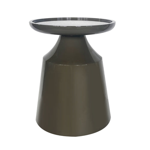 DÉJA Living Bijzettafel Fjell - Rond Kaki Groen Glossy MDF - 40x40x50cm - vtwonen shop