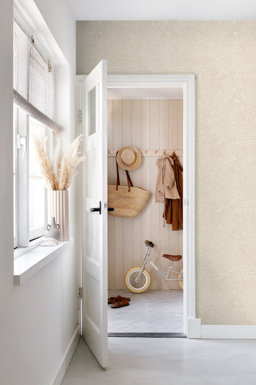 ESTAhome behang 3d golvende lijnen lichtbeige - 53 cm x 10.05 m - 139660 - vtwonen shop