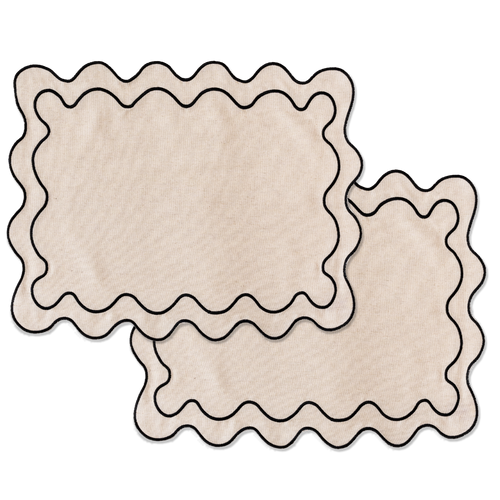 Kulu Club placemats Wavy - linnenmix - beige - set van 2 - vtwonen shop