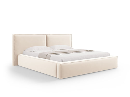 Micadoni Opbergbed met hoofdeinde Jodie 180x200cm, flueel, lichtbeige - 228x234x108cm