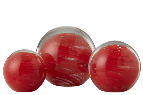 J-Line presse-papier Twister Rond - glas - rood - large