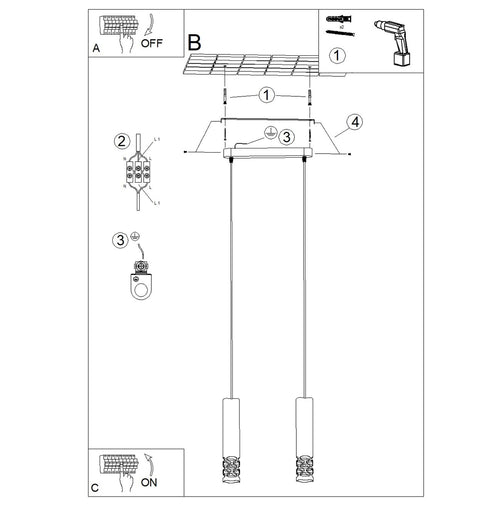 Sollux Lighting Hanglamp LIRO 2 wit - 33x6x125cm