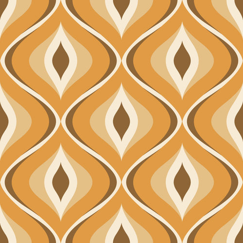 ESTAhome behang retro ornamenten bruin, beige en oranje - 50 x 900 cm - 132001