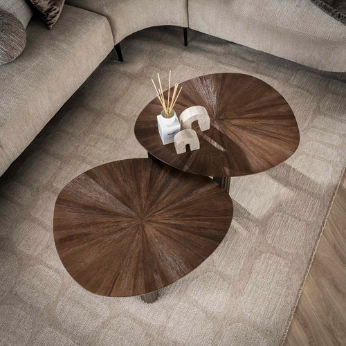 Giga Meubel Salontafel Maya - Donkerbruin Hout - Set van 2 - 60x50x43cm - vtwonen shop