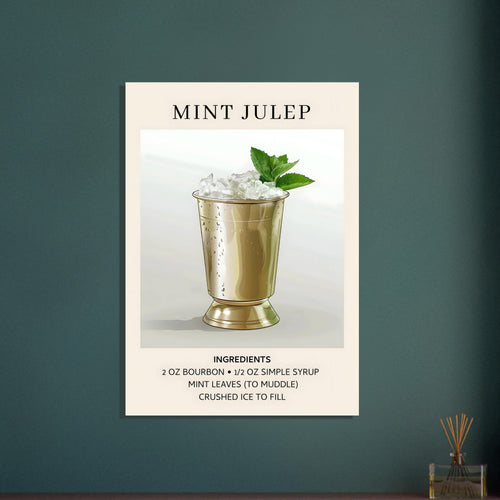 Artfulprints  Mint Julep cocktail - Ingredients   poster 30x40 cm - vtwonen shop