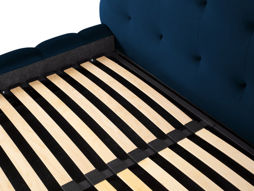 Cosmopolitan Design Opbergbed met hoofdeinde Bali 200x200cm, flueel, koningsblauw - 230x225x125cm