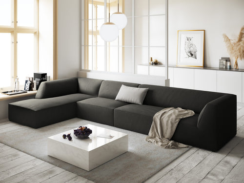 Micadoni linker hoekbank Ruby 5-zits, ribfluwelen, donkergrijs - 180x366x69cm