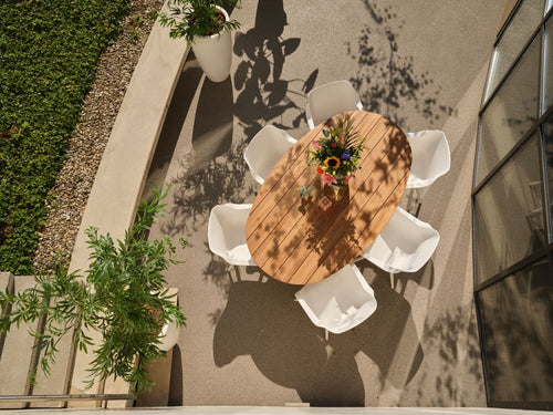 Hartman Dining Tuinset Stephanie - Naturel/Wit Teakhout - 200x120x76cm - vtwonen shop