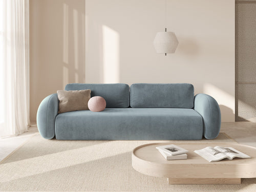 Cosmopolitan Design Slaapbank met opbergdoos Tonale 3-zits, flueel blauw grijs - 105x262x88cm