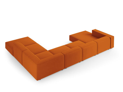 Cosmopolitan Design Panoramische hoekbank rechts Arendal 7-zits, flueel, terracotta - 262x364x70cm