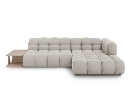 Cosmopolitan Design Modulaire hoekbank rechts Sky 4-zits, flueel, lichtbeige - 162x297x70cm