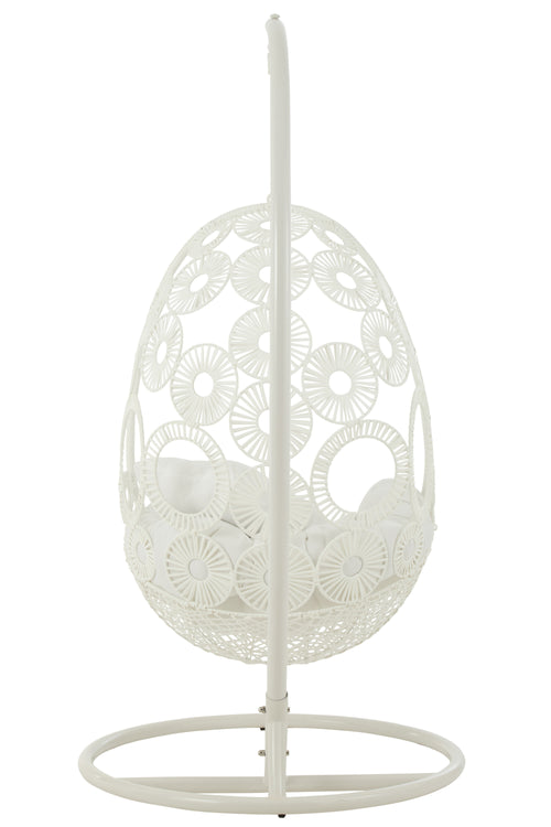 J-Line hangstoel + kussens Bula - metaal/riet - wit - vtwonen shop