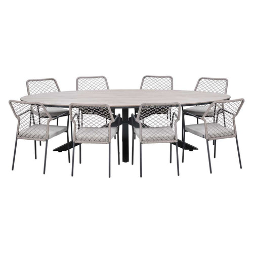 Garden Impressions Tuinset Ross 9-delig - Tulli tuintafel ovaal 280x140 cm